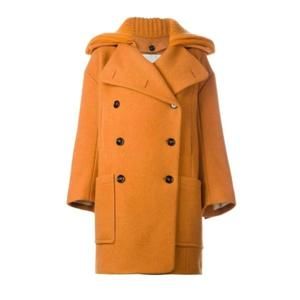 Chloe - Rib Knit Collar Double Breasted Wool Coat - FR 40